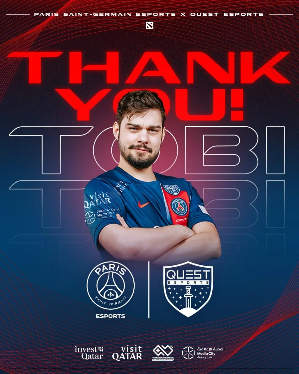 Tobi покинув склад PSG.Quest з Dota 2